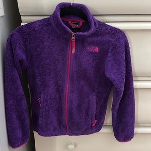 The North Face girls fleece purple jacket, size medium 10/12